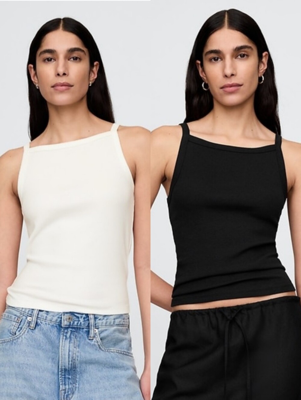 GAP Modern Apron Neck Tank Tops - Black & White - Size Small